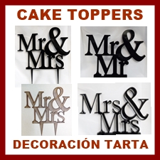 Decoración de la tarta de la boda corte de acrilico y madera